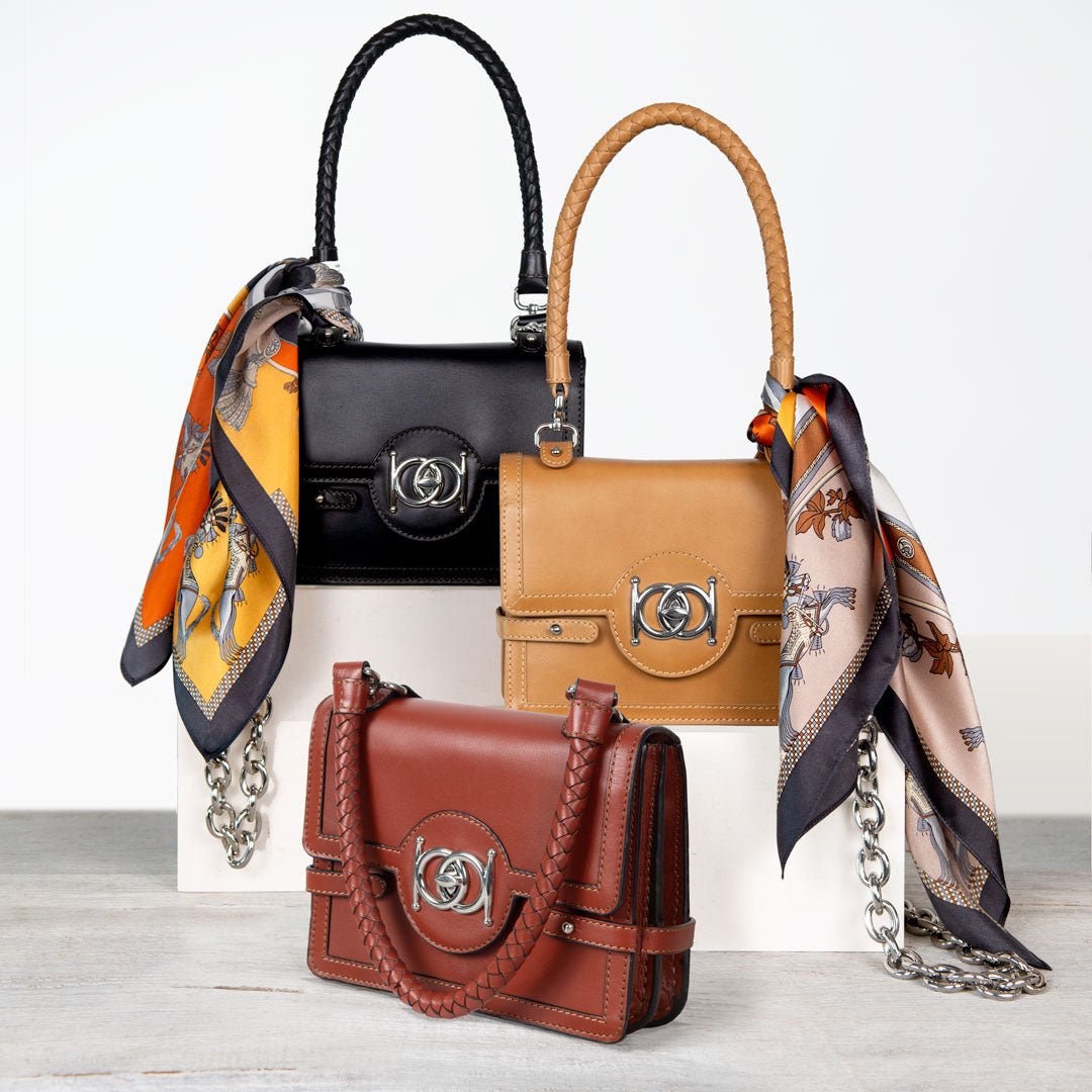 Bella - Horse Bit Talisman Crossbody Luxury Leather Handbag in Black