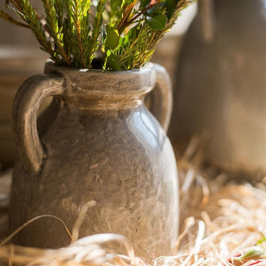 Binglie Glazed Pottery Vase with Handles