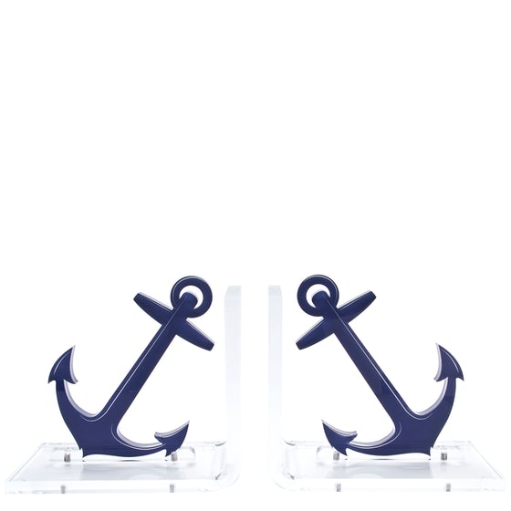 Blue Anchor Acrylic Bookends