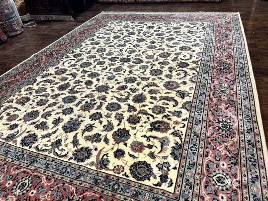 Karastan Rug 8.8 x 12, Ivory Rose Kashan #768, Wool Pile Karastan Carpet, Original 700 Series, Rare, Discontinued, Vintage