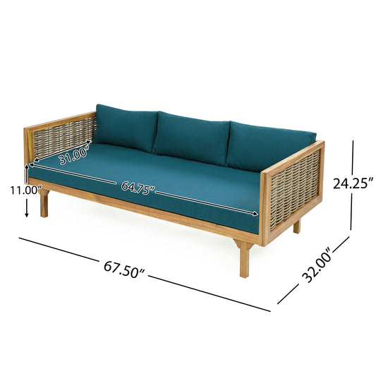 Patio Set Sectional Wicker Dark Teal Cushions Weather Resistant