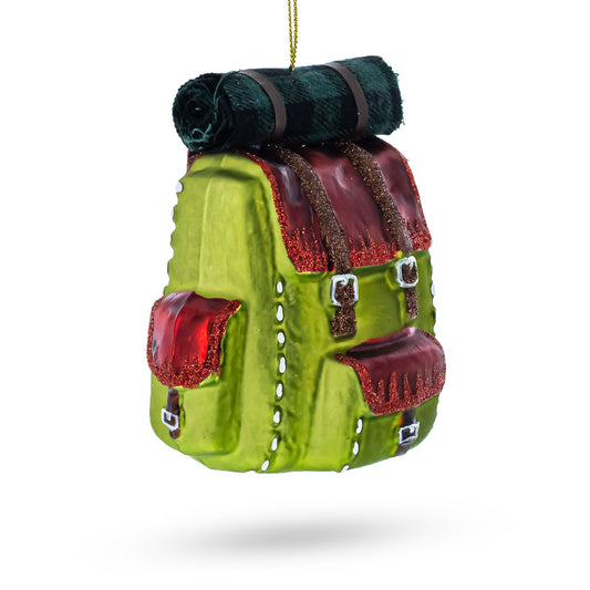 Hiking Backpack Glass Christmas Ornament