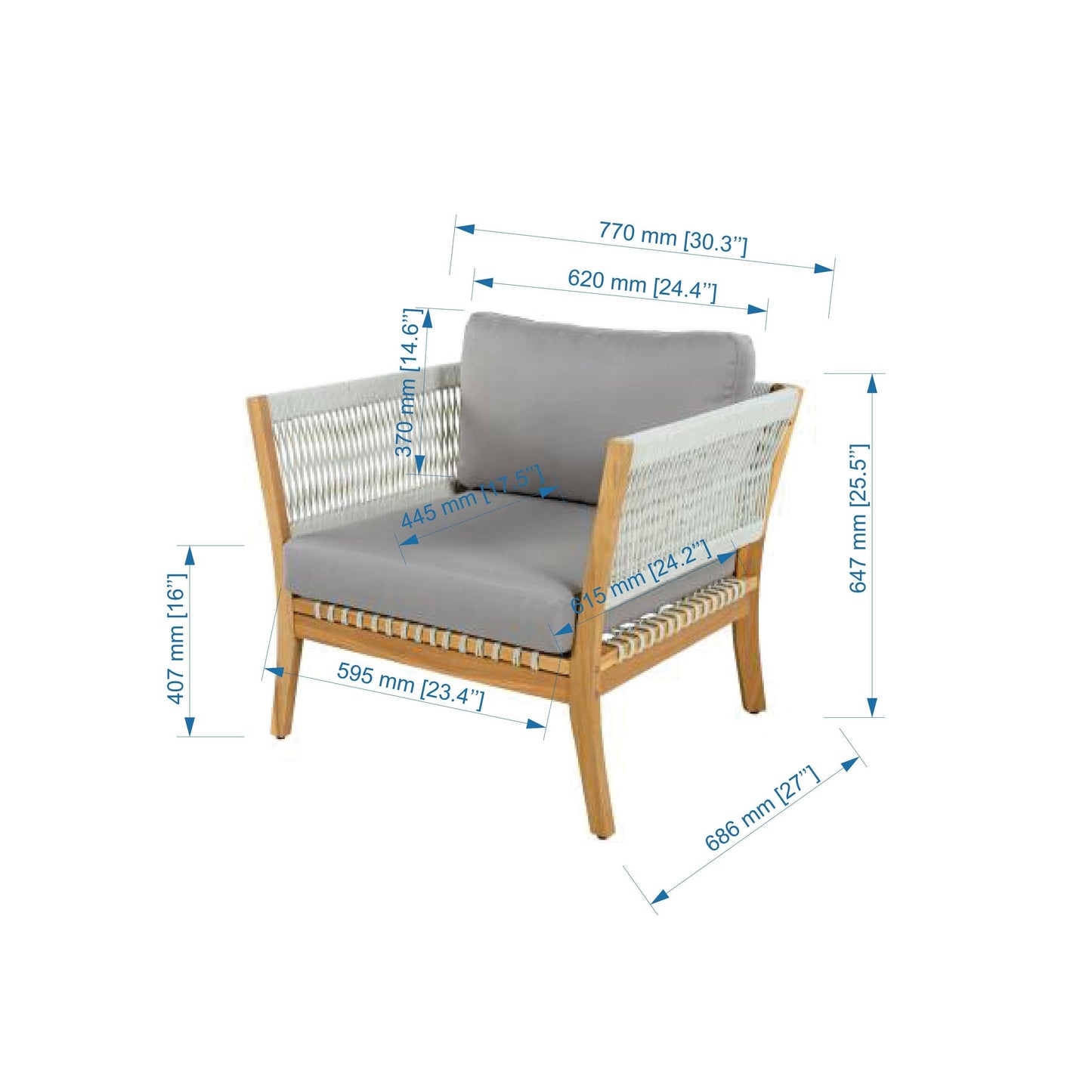 The Ellsworth Outdoor Teak & Handwoven Rope Club Chair