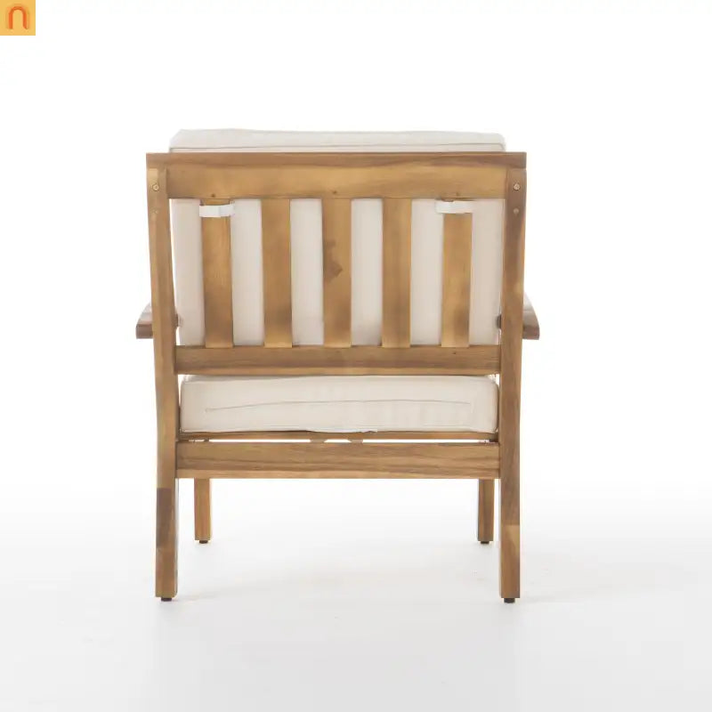 Chair Outdoor All Weather Acacia Wood Cushioned Teak Finish 28 Inch l