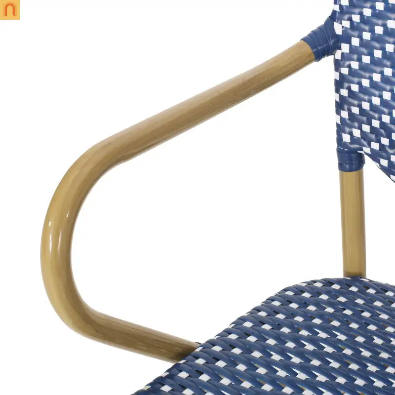 Outdoor Bistro Chair PE Rattan French Style Teal Set of 2