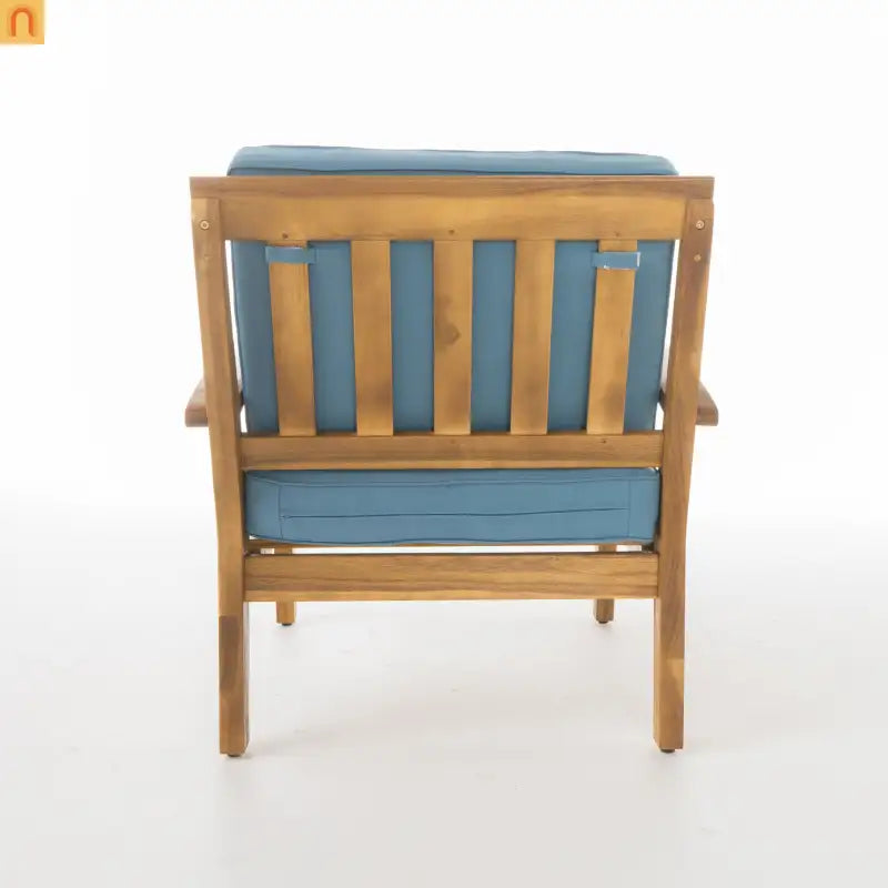 Outdoor Club Chair Acacia Wood Teak Deep Seat Water Resistant Cushion Set