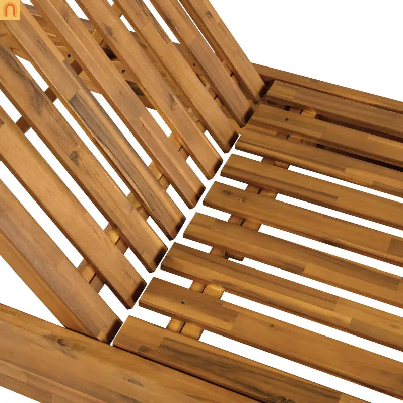 Chaise Lounge Outdoor Acacia Wood Teak Finish with Cushion 79.6in l 29in w/