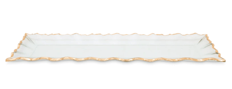 Glass Oblong Tray with Gold Edge