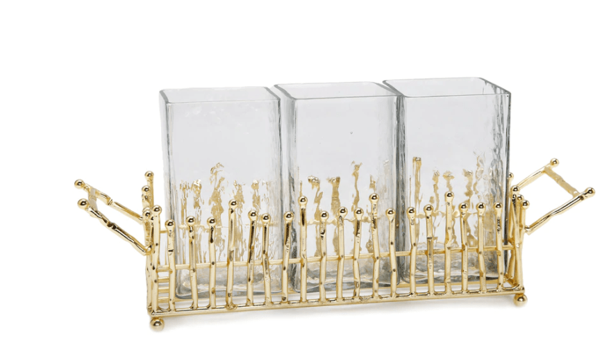Cutlery Holder with Gold Symmetrical Design
