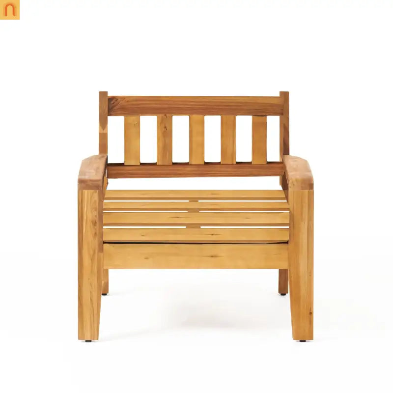 Club Chair Modern Acacia Wood Teak Finish Durable Frame 29 by 31 Inches