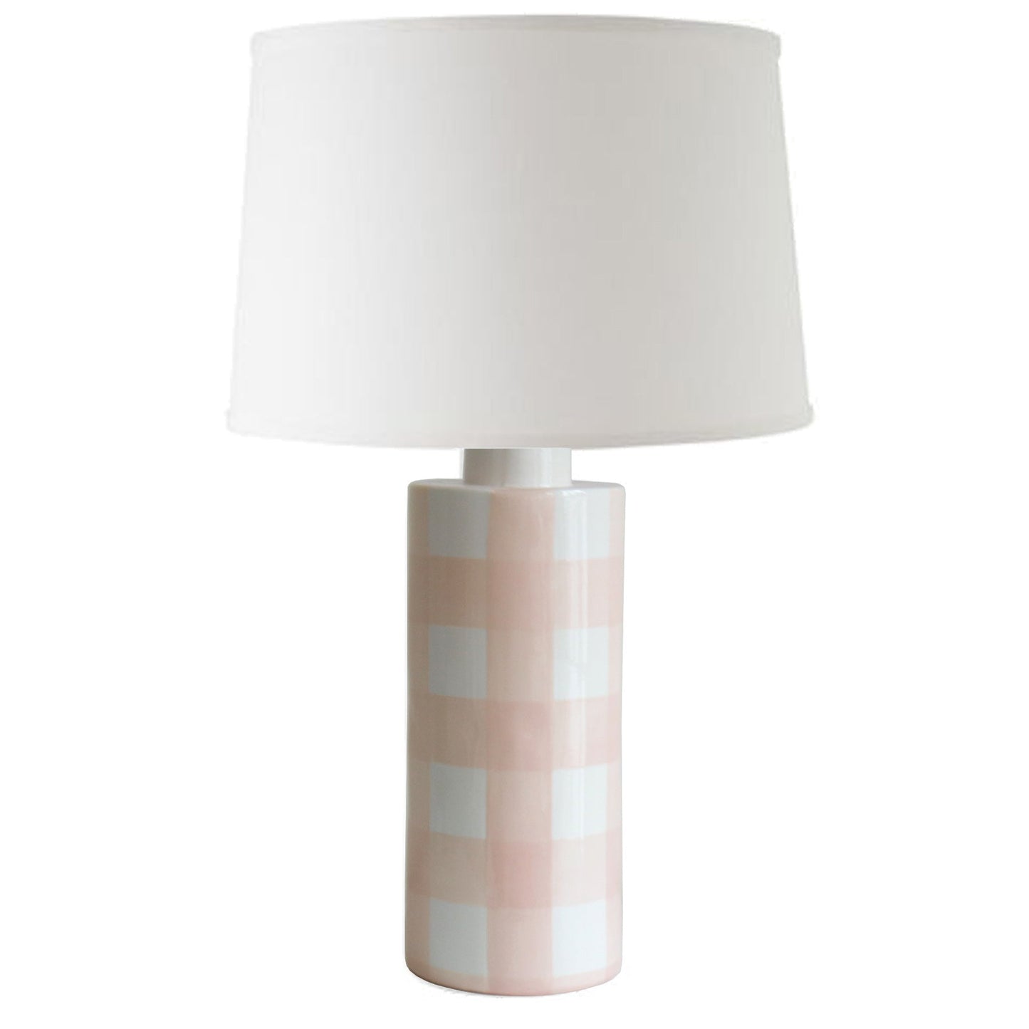 Blush Gingham Column Lamp
