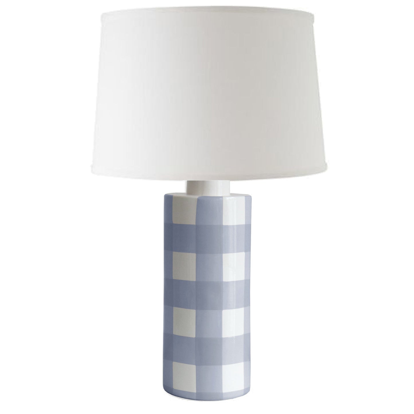 French Blue Gingham Column Lamp