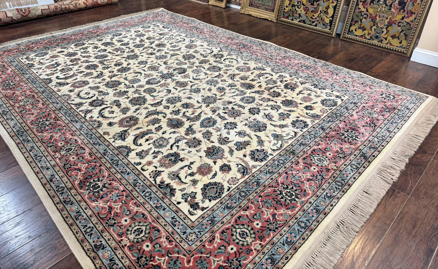 Karastan Rug 8.8 x 12, Ivory Rose Kashan #768, Wool Pile Karastan Carpet, Original 700 Series, Rare, Discontinued, Vintage