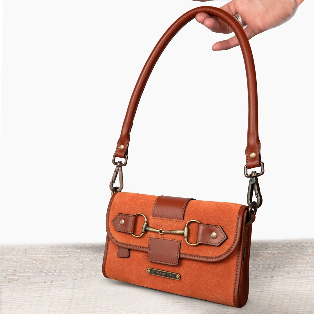 Dalton - Horse Bit Crossbody Luxury Leather Handbag in Cognac on Cognac