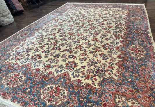 Karastan Rug 8.8 x 12 Ivory Kirman #788, Original 700 Series, Wool Karastan Carpet, Karastan Area Rug, Vintage Karastan, Living Room Rug