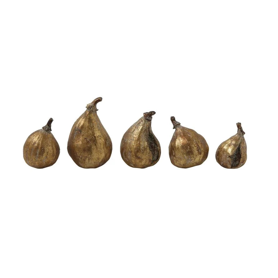 Decorative Artisanal Gold Figs - Set of 5