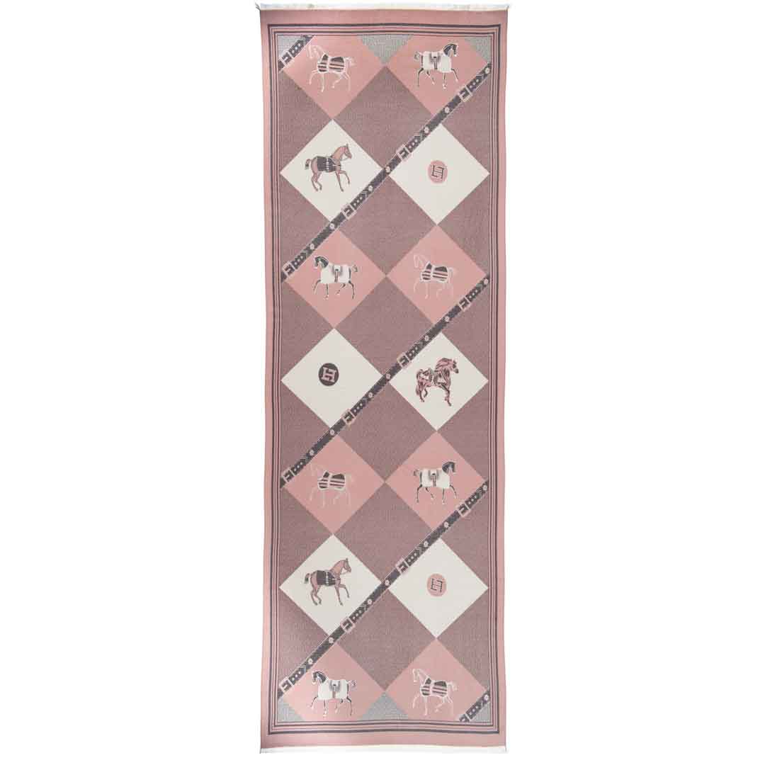 Della - Blush Pink Equestrian Motif Luxe Shawl