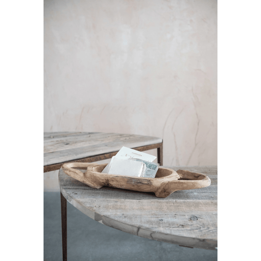 The Heritage Collection Hand-Carved Solid Teakwood Artisan Tray with Handles