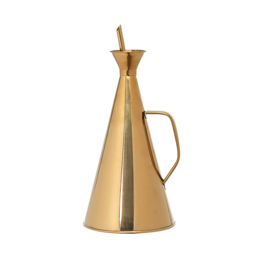 The Belmont Stainless Steel Oil Cruet with Gold Finish