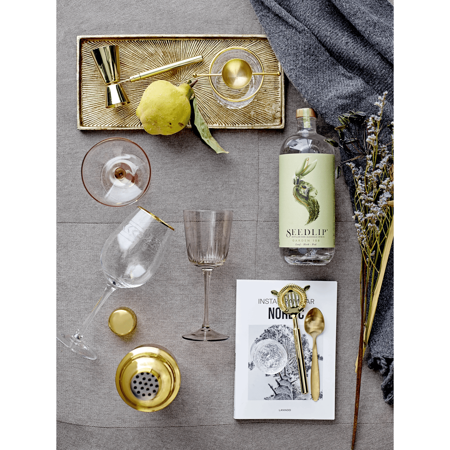 The Belmont Stainless-Steel Cocktail Artisan Shaker with Brass Finish