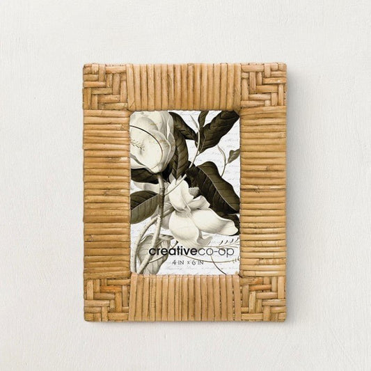The Nantucket Hand-Woven Rattan 4x6 Artisan Picture Frame