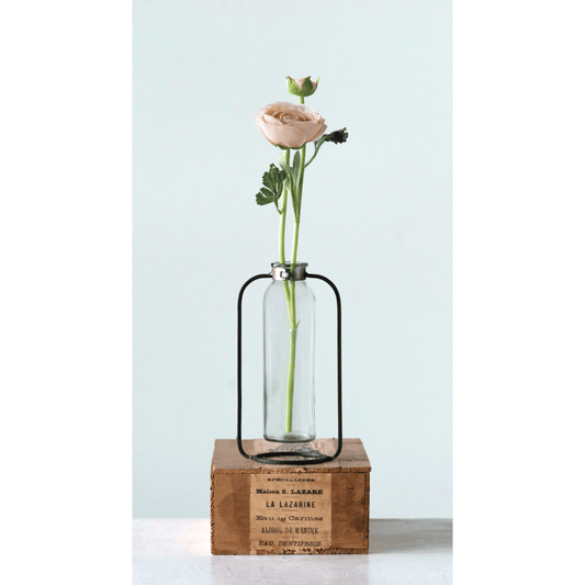 The Glass Garden Bud Vase in Metal Stand