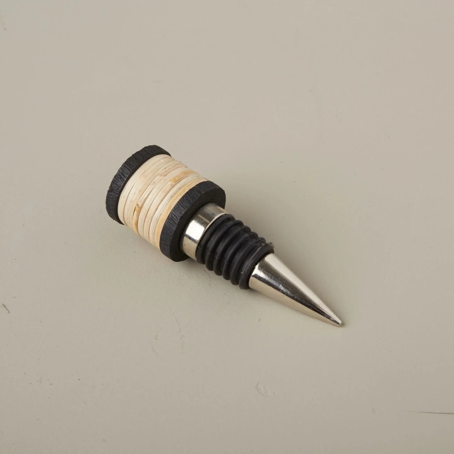 The Bailey Handwoven Rattan Artisan Bottle Stopper