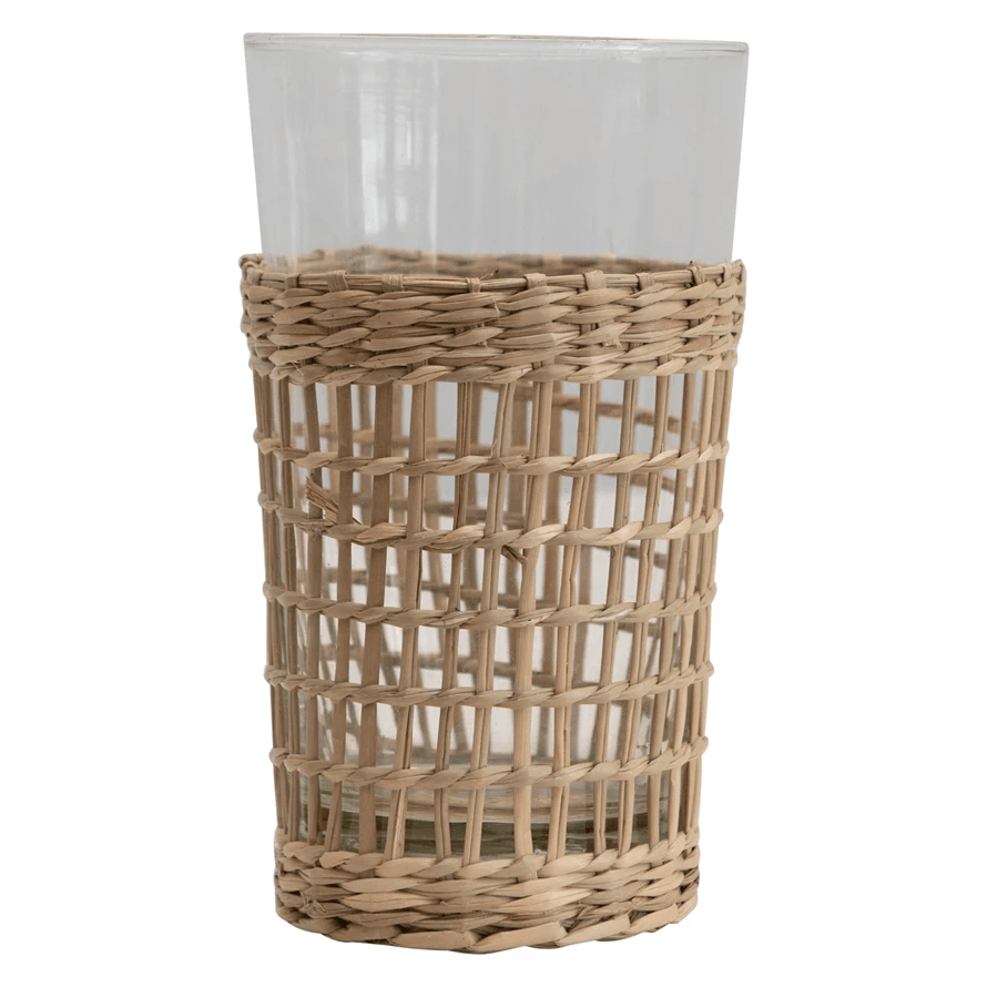 The Newport Drinking Glass with Woven Seagrass Sleeve