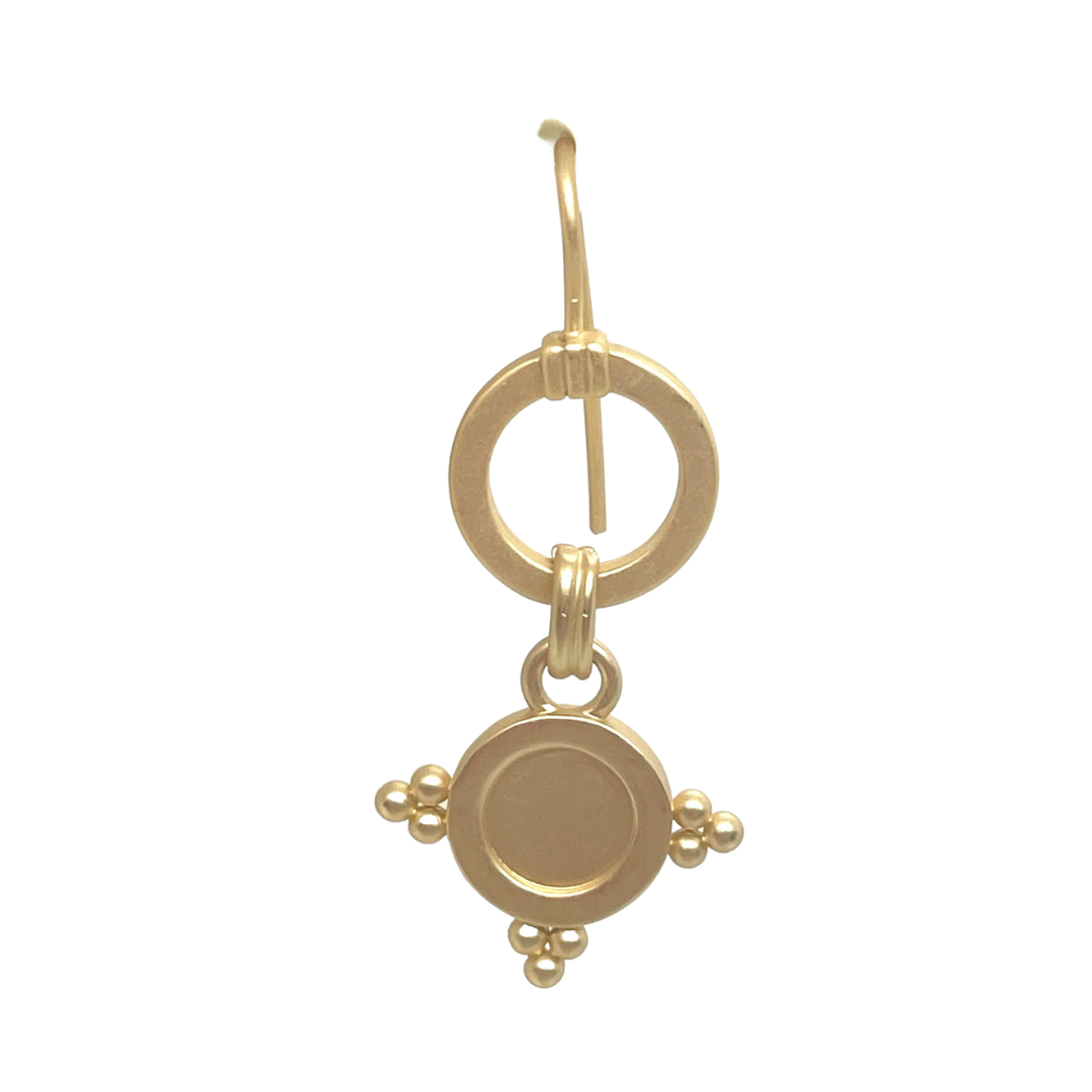 Matte Gold Circle Hoop With Matte Gold Starburst Charm Earrings