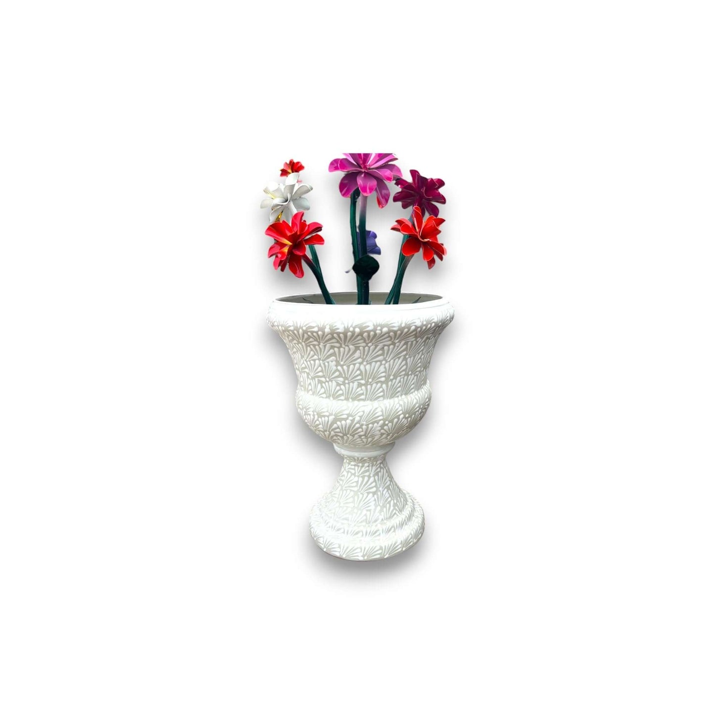 Talavera White Flower Pot | Handmade Mexican Ceramic Planter