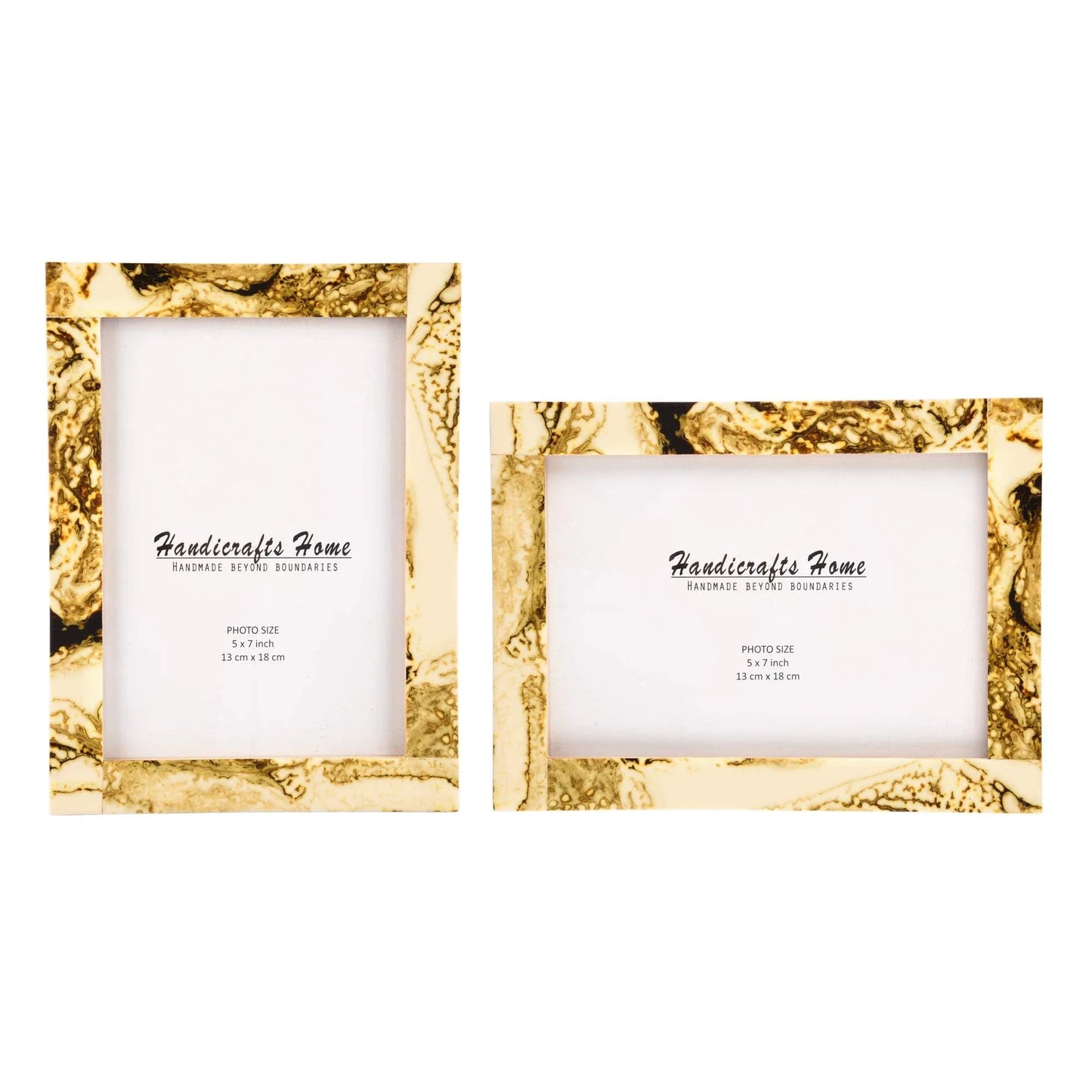 Picture Frame Deco Marble Collection Resin & Brass Inlay Classic Marble Finish – 3 Sizes (Pack of 2)