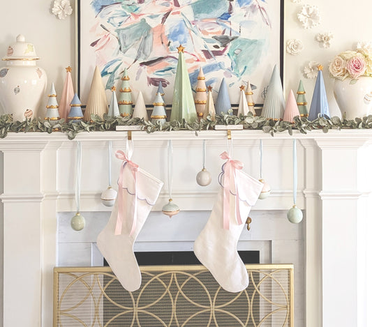 Pink Fluted Christmas Trees with 22K Gold Brushstroke Accent