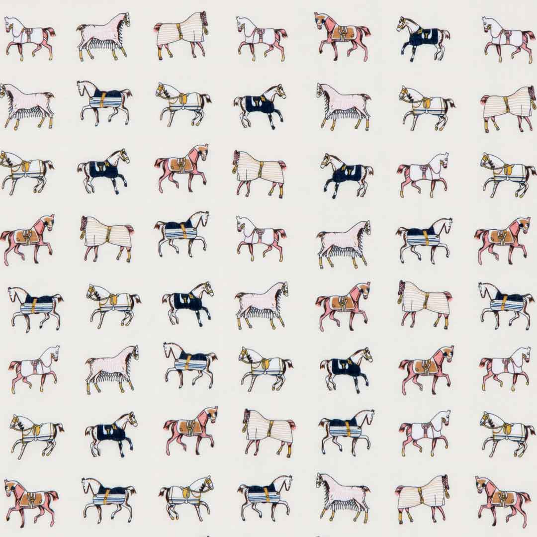 Hunt Club - Stylized Equestrian Pattern in Ivory Fine Cotton Scarf