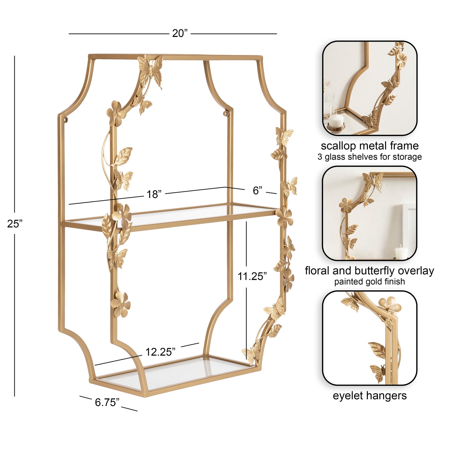 Rosella Botanical Three-Tier Wall Shelf