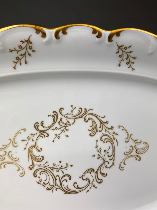 Vintage Schumann Arzberg Porcelain Serving Platter, Gold Detailing