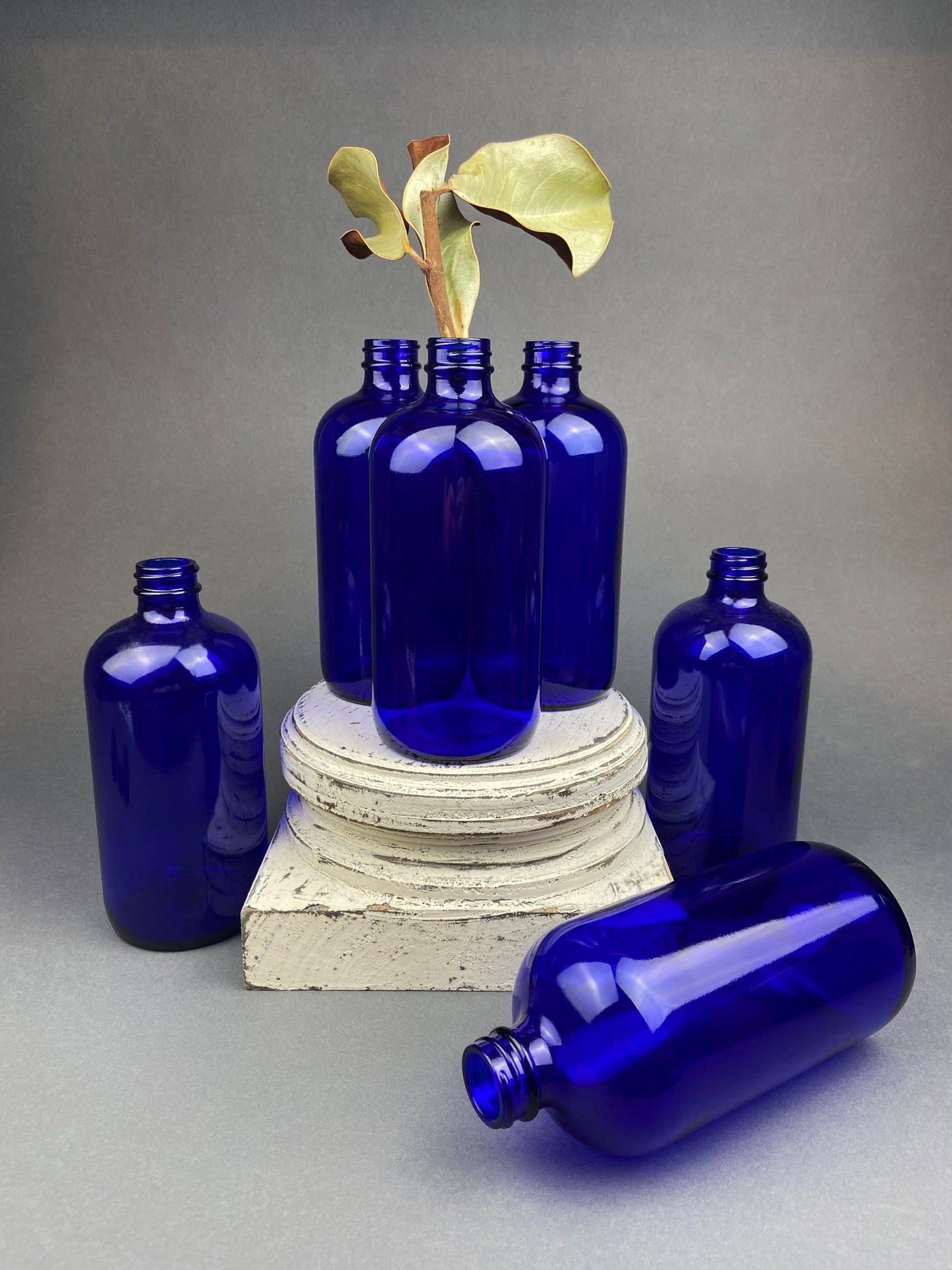 Cobalt Blue Hand Blown Stemware. Set of Six Heavy Spanish/Mexican Style Stemed Glasses. Primitive Drinkware. Stylish Barware.