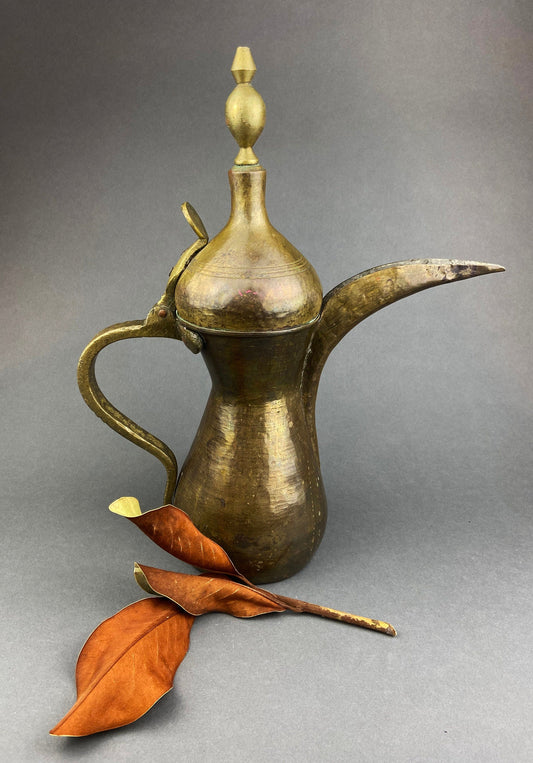 Antique Large Aftaba. Primitive, Hand Hammered Brass Vessel for Water. Made in Northern India and Persia. Highly Collectible Pitcher.
