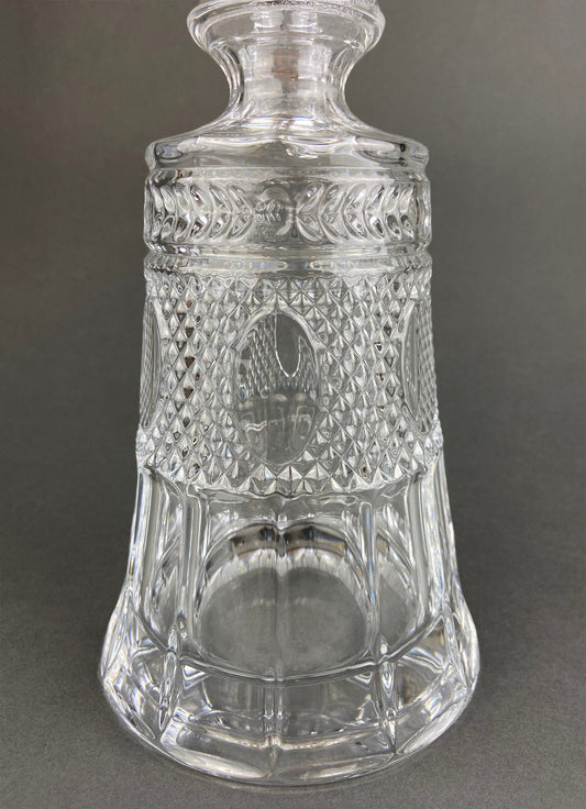 Crystal Decanter with Stopper. Cut Crystal Carafe. Office Decor. Social Club Decor. Men Cave Accessory. Gift for Dad.