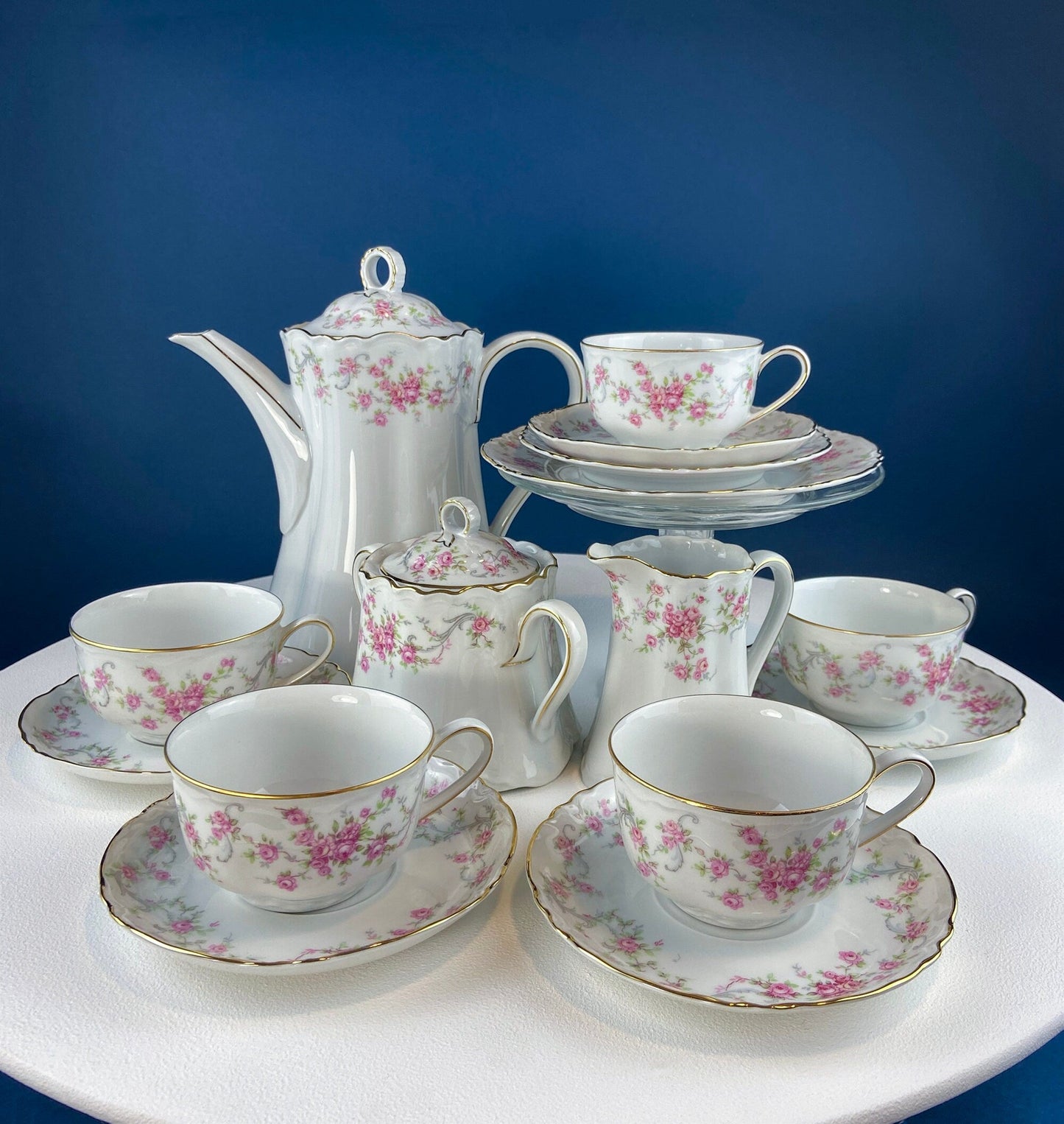 Antique Hutschenreuther Porcelain Soup Plates. Set of 12, Richelieu Rose Garlands Motif. Wedding Gift Idea. Fine Dining. Modern Farmhouse.