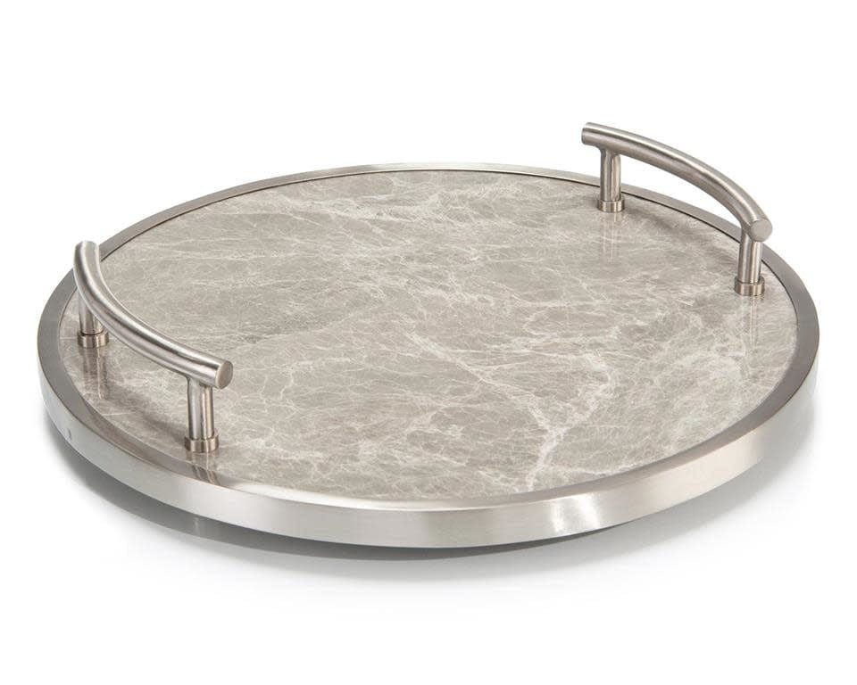 John-Richard Grey Round Tray - FINAL SALE