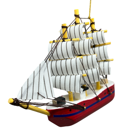 Schooner Red Boat Ornament