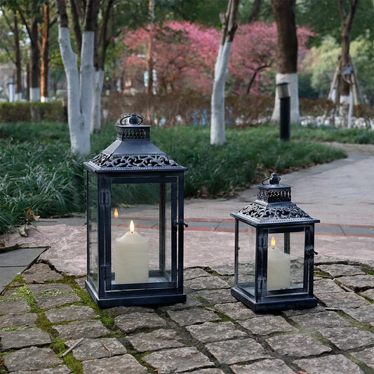 Antique Grey Brush Decorative Lanterns( Set of 2 )