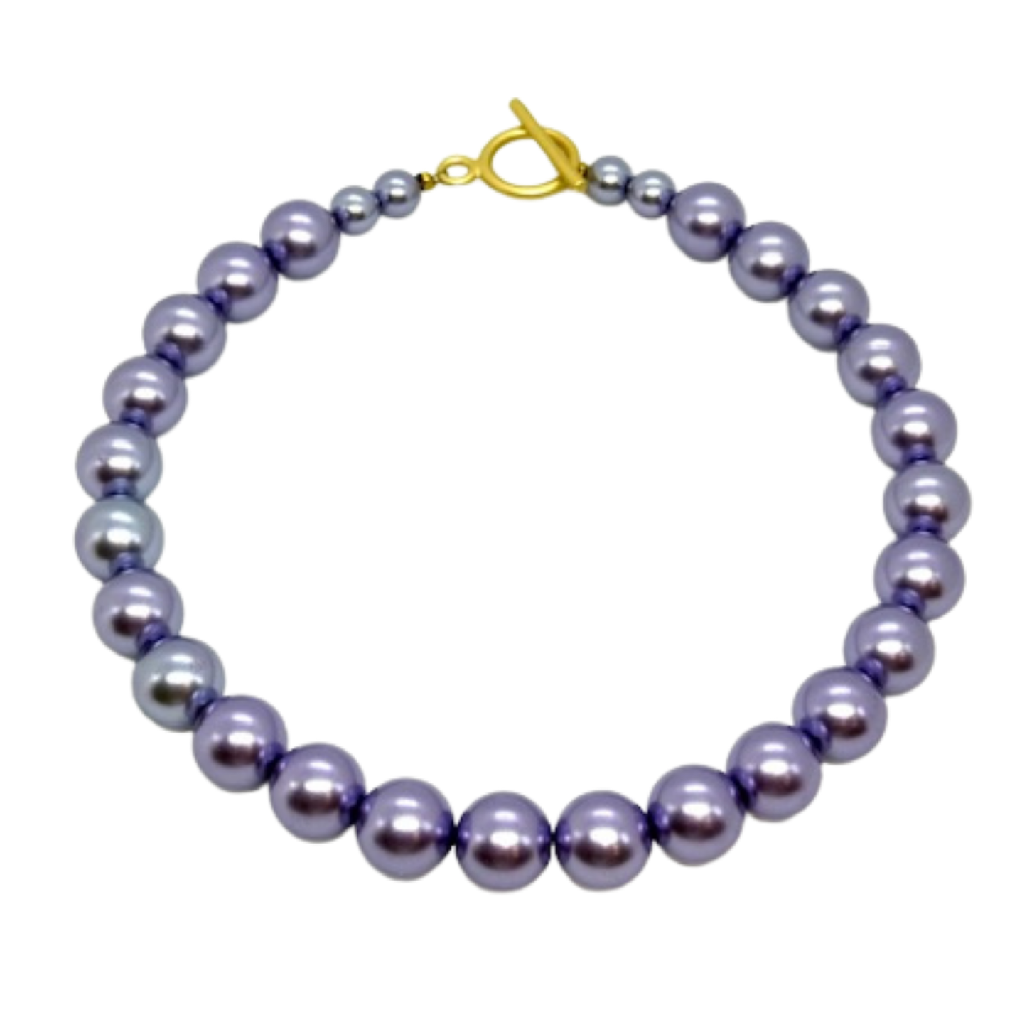 Lavender Bubble Pearl Necklace With Matte Gold Toggle