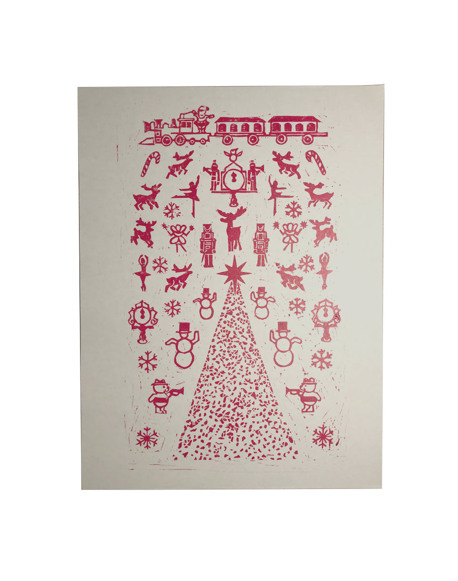 Wanamaker Red Print 9x12 (Handmade)