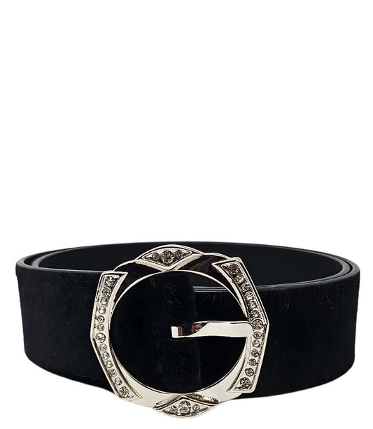 Noir Equestrian Short Luxe Hair-On-Hide Calf Hair Blet