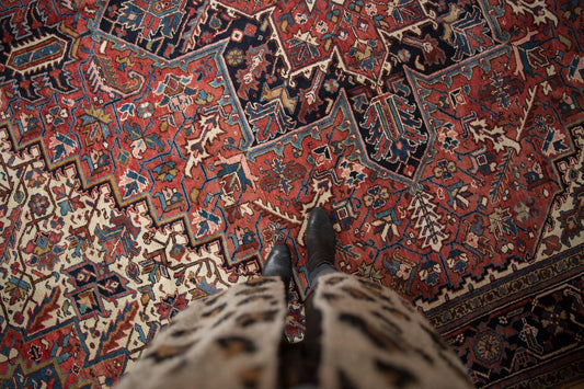 11.5x12.5 Vintage Heriz Square Carpet