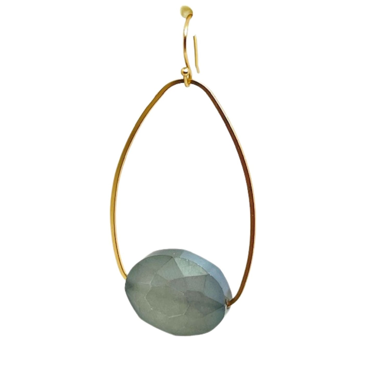 Olive Matte Crystal Inset Oval Mattre Gold Earrings