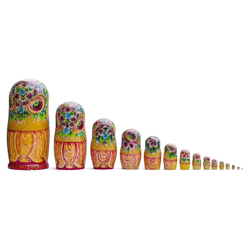 Set of 15 Cartoon Wooden Nesting Dolls 13 Inches