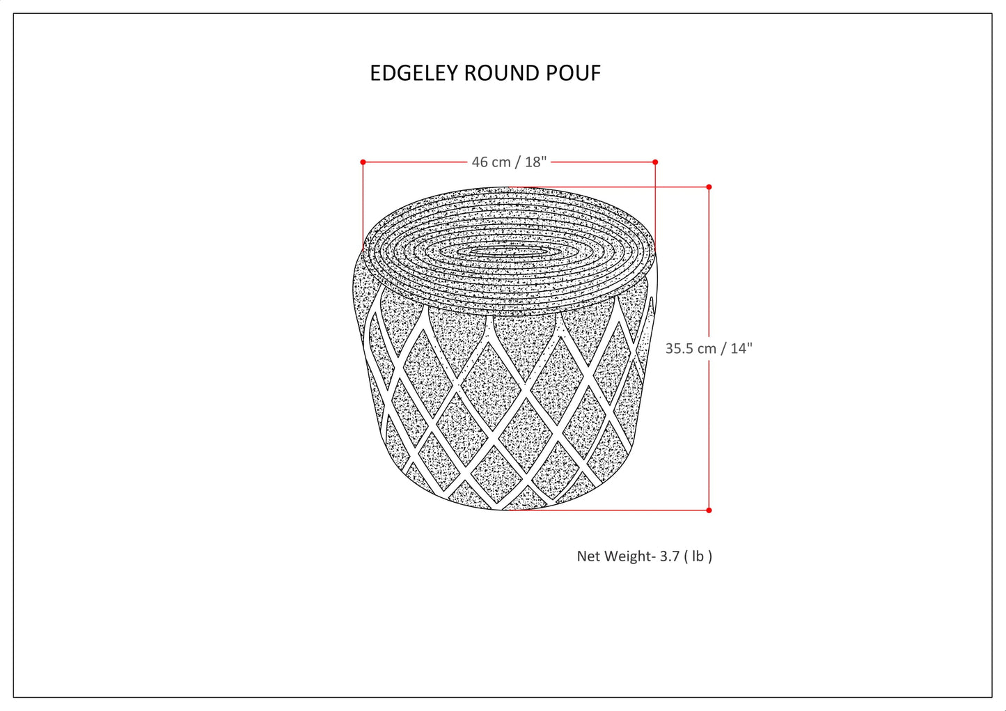 The Edgeley Blue & Natural Woven Jute Pouf