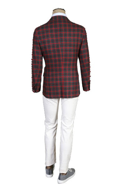 Kiton Checked Cashmere-Silk Sport Jacket